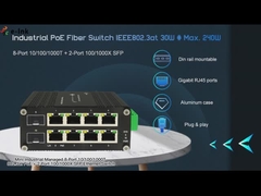 Βιομηχανικός διοικούμενος διακόπτης 8x10/100/1000T 802.3at + 2x100/1000X SFP σημείου εισόδου ραγών DIN