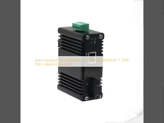 Μίνι Industrial 100/1000BASE-X προς 10/100/1000BASE-T 30W PoE+ μετατροπέας μέσων ενημέρωσης