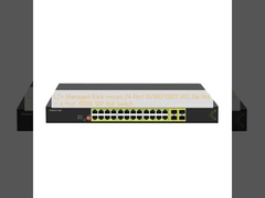 L2+ Διαχειριζόμενος Rack mount 24-Θυρών 10/100/1000T 802.3at PoE + 4-Θυρών 1000X SFP PoE Switch