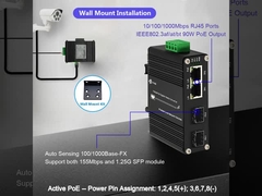 Μίνι Βιομηχανικός 2-Port 10/100/1000T 802.3bt 90W PoE + 2-Port 100/1000Base-X SFP Ethernet Switch