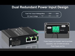 Μίνι Βιομηχανικός Μετατροπέας Μέσων 1-Θύρας 100/1000X SFP σε 2-Θύρες 10/100/1000T Ethernet Υποστηρίζει Full/H