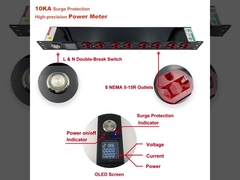 19 ιντσών 1U 8 θυρών PDU με μέτρηση, ενσωματωμένο μετρητή ισχύος με οθόνη OLED