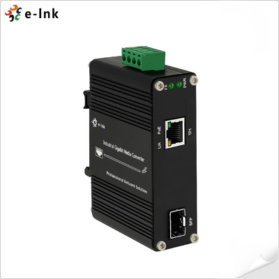 Βιομηχανικός μετατροπέας μέσων PoE 100 1000BASE-X SFP σε 10 100 1000BASE-T 802.3at 30W