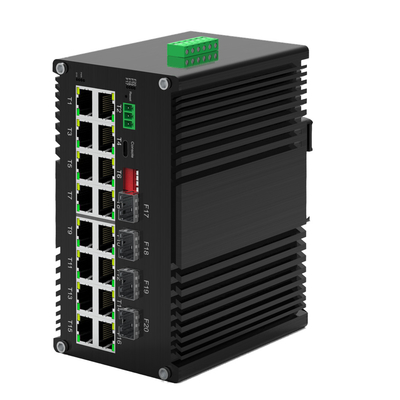 Βιομηχανικός διαχειριζόμενος διακόπτης Gigabit 16 θύρας 10/100/1000T 802.3at PoE με 4 θύρες 1000X SFP