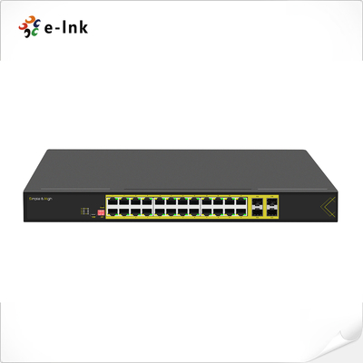 Διαχειριζόμενος L2 1U Rack mount 24 θυρών 10/100/1000T 802.3at PoE Switch με 4 θύρες 1000X Gigabit SFP Fiber
