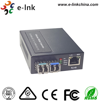 1x10/100BASE-T σε 2x100BASE-X SFP Media Converter με Ενσωματωμένο Τροφοδοτικό