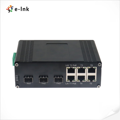 Βιομηχανικός διακόπτης Ethernet 6 θύρων 10/100T 802.3af/at PoE + 3 θύρων 100BASE-FX