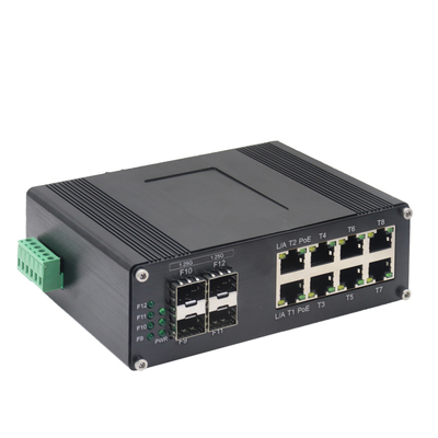Βιομηχανικός 8-Port 10/100/1000T 802.3at PoE + 4-Port 1000X SFP Ethernet Switch