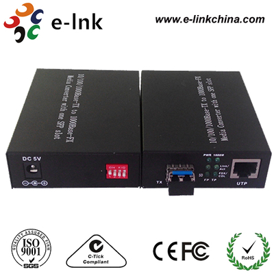 10/100/1000M Gigabit Ethernet Media Converter SFP Slot με διακόπτη DIP