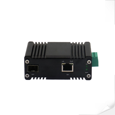 Mini Industrial 100/1000BASE-X SFP to 10/100/1000BASE-T 30W PoE+ Media Converter