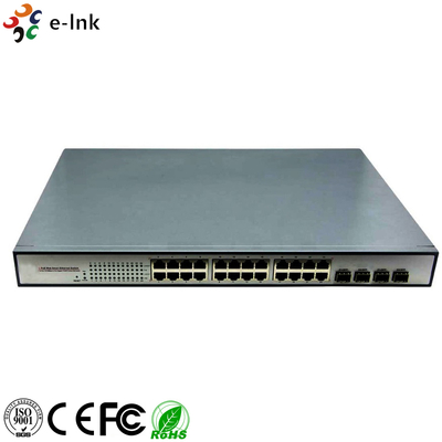 10/100/1000Mbps PoE-PSE Διακόπτης Ethernet από ίνες σε χαλκό: 4 SFP + 24 PoE