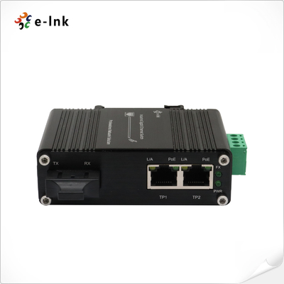 Μίνι Industrial 1-Port 100Base-FX σε 2-Port 10/100Base-T 60W PoE++ Μετατροπέας μέσων Υποστηρίζει πλήρη/μισό-duplex, αυτόματη διαπραγμάτευση