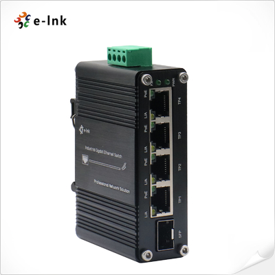 Μίνι Βιομηχανικός Διακόπτης Ethernet 4-Θυρών 10/100/1000T 802.3at PoE + 1-Θύρας 100/1000X SFP με Είσοδο 12~48VDC και Ενισχυτή Τάσης
